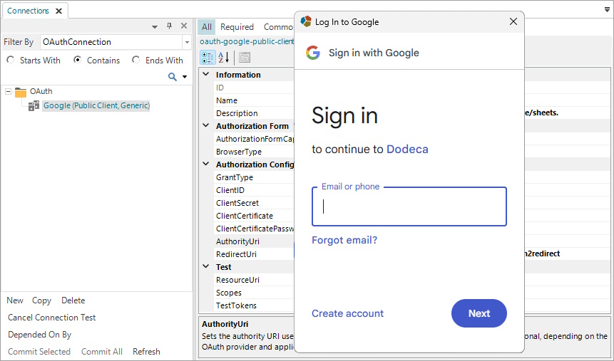 Google Connection Test